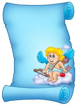 Blue parchment with Cupid  Stock Illustration