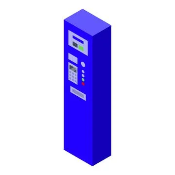 Blue parking meter accepting payment isometric illustration Stock Illustration