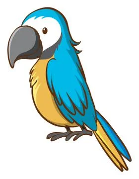 Blue parrot on white background Illustrazione stock