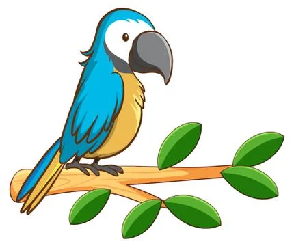 Blue parrot on white background Illustrazione stock
