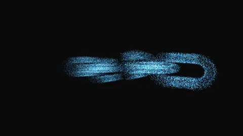Blue Particle Broken Chain Loop on Black Background Stock Footage 337488646
