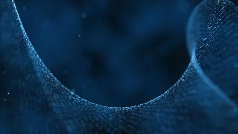 Blue Particle Cascade - Abstract Digital Streams &amp; Mesh Waves Futuristic Stock Footage 323119829