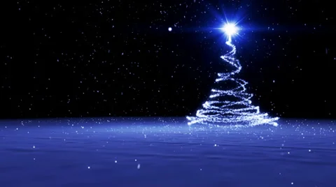 Blue Particle Christmas Tree Stock Footage 32789492