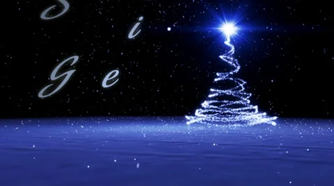 Blue Particle Christmas Tree with text Stock Footage 32789494