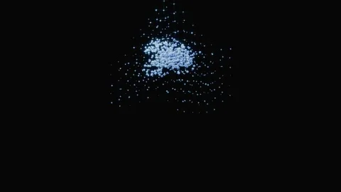 Blue particle cloud forming on black background Stock Footage 346662741