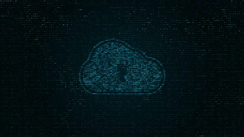 Blue particle cloud storage icon on particle abstract background Stock Footage 149044790