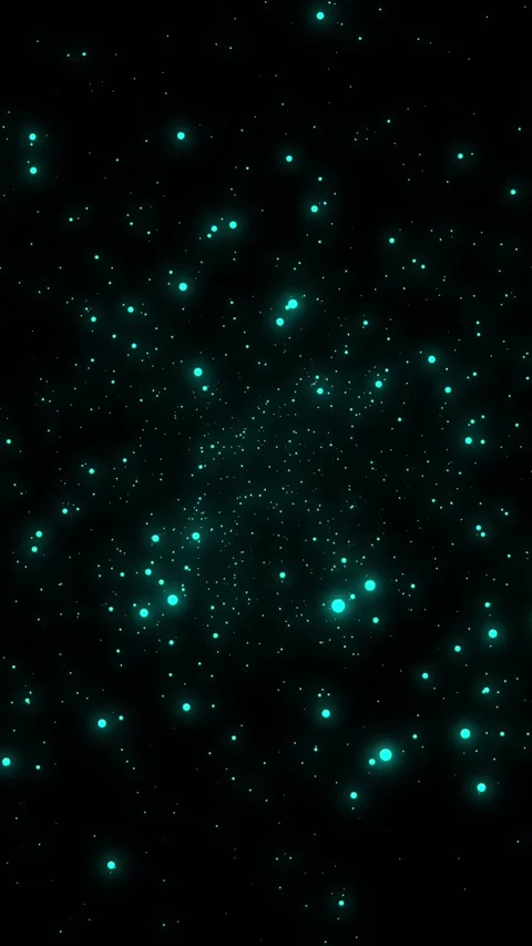 Blue Particle Cluster Glowing On Black Background, vertical format Stock Footage 340131164