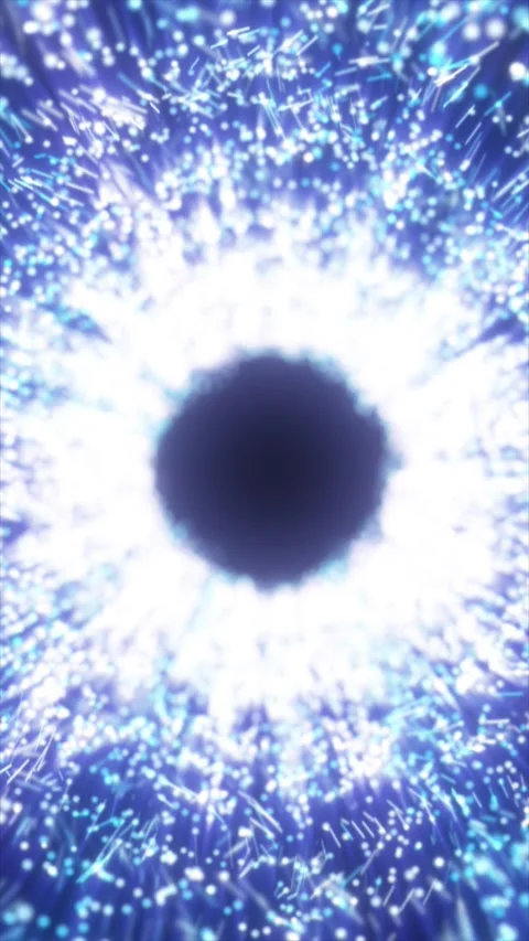 Blue particle explosion forming a luminous vortex with dark center, cosmic .. Stock Footage 327386319
