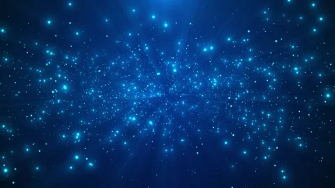 Blue particle light burst background glowing dots, soft rays, deep abstract spac Stock Footage 340409698