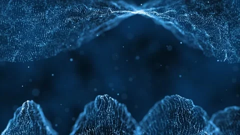 Blue Particle Mesh Arc Close-Up - Abstract Digital Surface Animation Video stock 323002662
