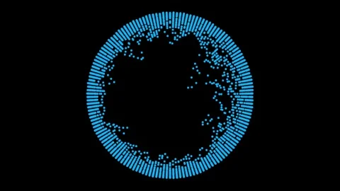 Blue particle ring audio visualizer with glitch effect Stock Footage 318301774