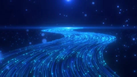 Blue particle river lines shuttle background Stock Footage 280724392
