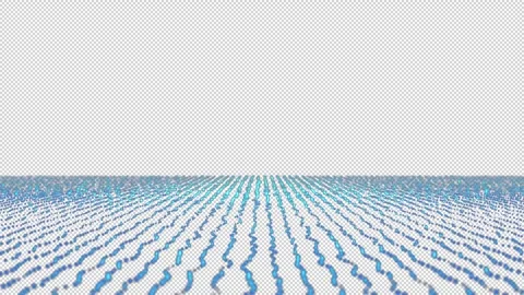 Blue Particle Rows Digital Landscape Wave Isolated on Transparent Background Stock Footage 319783507