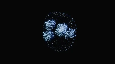 Blue particle sphere rotating on black background Stock Footage 346663178