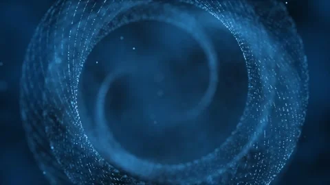 Blue Particle Spiral Vortex - Abstract Futuristic Mesh Rotation - 4K Loop Stock Footage 323119886