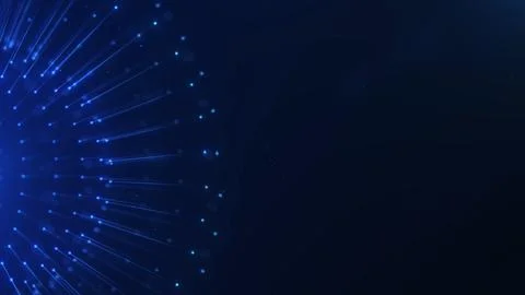 Blue particle stream and light streaks on dark background with wide copy sp.. Stock Illustration
