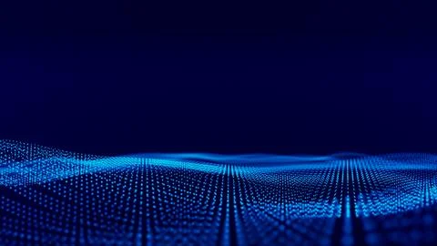 Blue particle wave field Illustrazione stock
