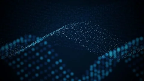 Blue particle wave moves gently in a seamless loop Stock Footage 340957125