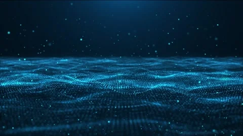 Blue particle wave ocean Stock Footage 291003249