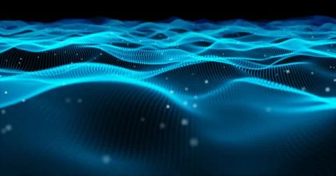 Blue particle wave with small particle Stock Illustration