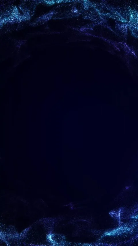 Blue particle waves frame a dark vertical canvas with generous copy space. .. Stock Footage 337346780