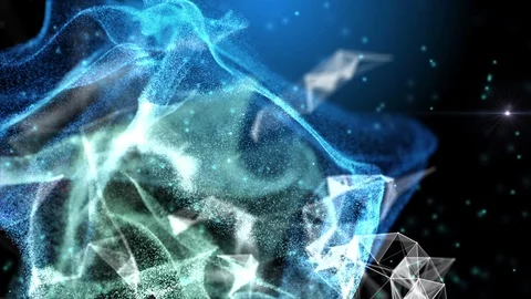 Blue particles and plexus structure evolving Stock Footage 106701851