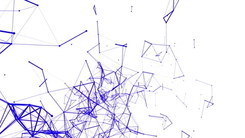 Blue particles are moving slowly against a white background. abstract animation. Stock Footage 97211528