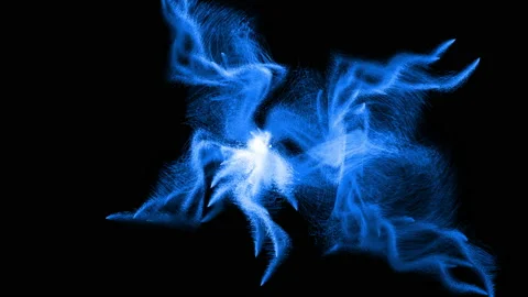 Blue particles on black Stockbeeldmateriaal 90526427