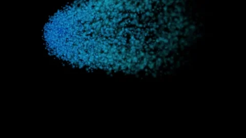 Blue Particles Expanding Bloom Abstract Motion Dark Background Energetic Fl.. Stock Footage 343419544