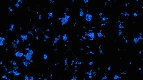 Blue Particles Flowing in Abstract Dark Space with Copy Space for Text Video stock 342430640