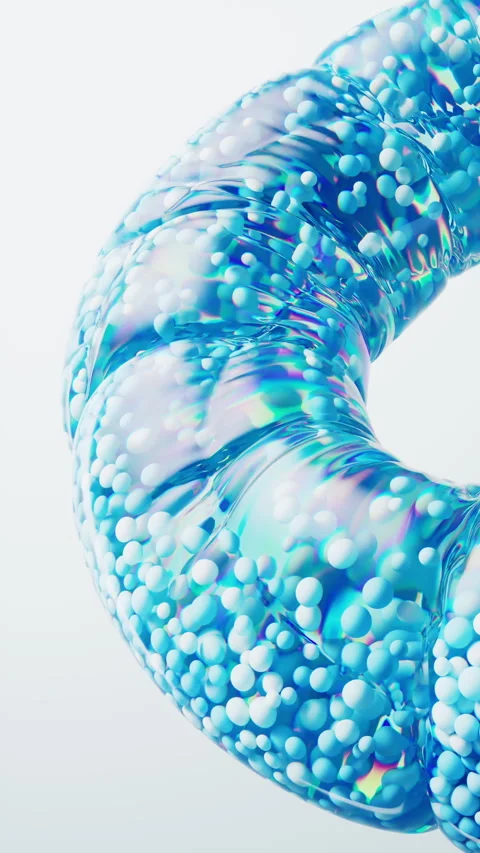 Blue particles in the inflatable soft balloon, 3d rendering. Stock Footage 346692454