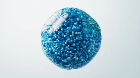 Blue particles in the inflatable soft balloon, 3d rendering. Stock Footage 346754265
