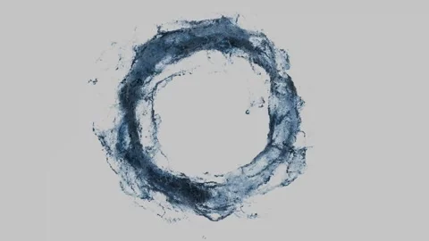 Blue particles in motion, vortex forming a circle. Stockbeeldmateriaal 304030992