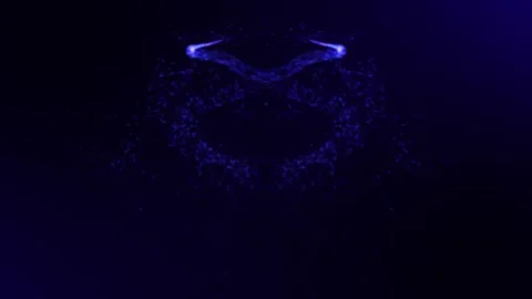 Blue particles move across the dark background. Ultra HD, 4K, 60fps Stock Footage 263602527