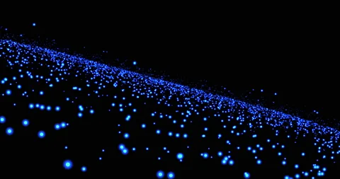 Blue particles oscillating near the same plane Stock Footage 219411577