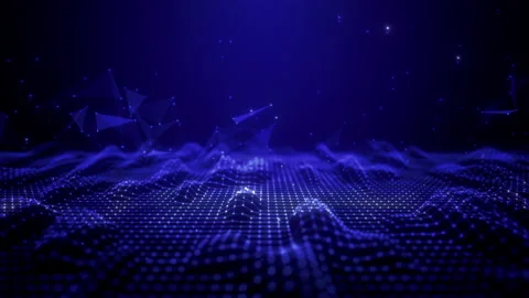 Blue particles wave flowing with lines and dots connection, Digital Stock Footage 246679708