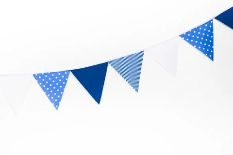 Blue party flag on a white background Stock Photos