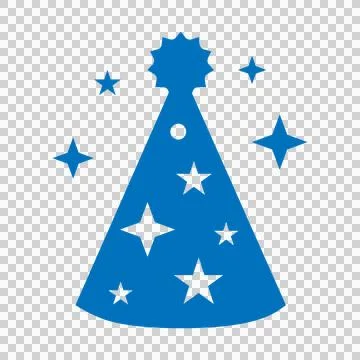 Blue party hat icon with star patterns isolated on a white background 스톡 일러스트