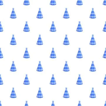 Blue party hat seamless pattern for celebration backgrounds Stock Illustration