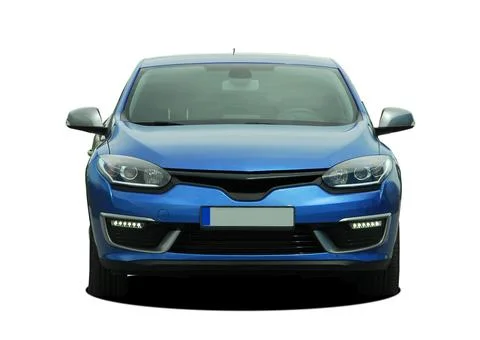 Blue passenger car front view Stock Photos
