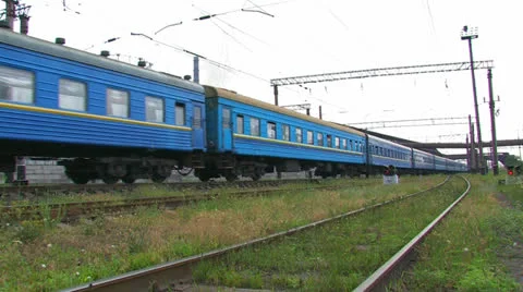 Blue passenger train. Stock Footage 27137632