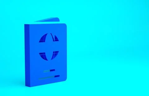 Blue Passport with biometric data icon isolated on blue background. Identific 스톡 일러스트