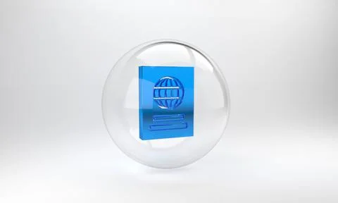 Blue Passport with biometric data icon isolated on grey background. Identific Stock Illustration