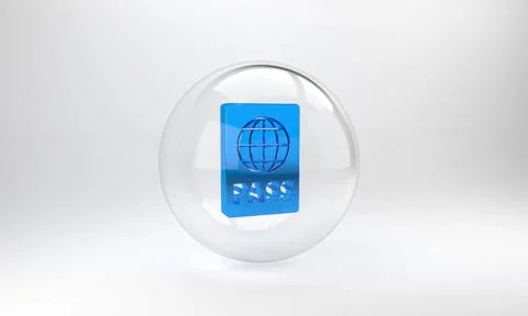 Blue Passport with biometric data icon isolated on grey background. Identific Illustrazione stock