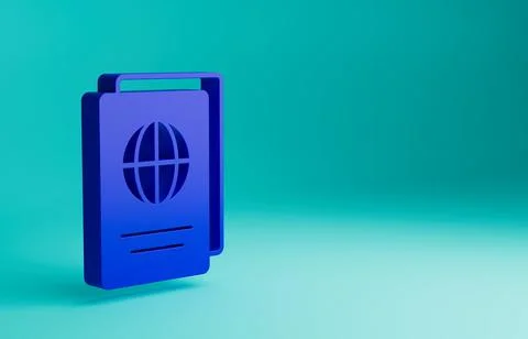Blue Passport with biometric data icon isolated on blue background Stock Illustration