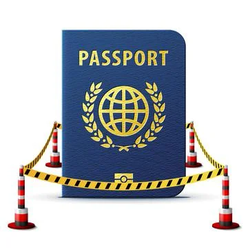Blue passport located in restricted area Stock Illustration