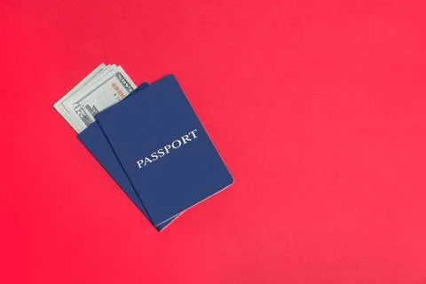 Blue passport lying on the background Stock Photos