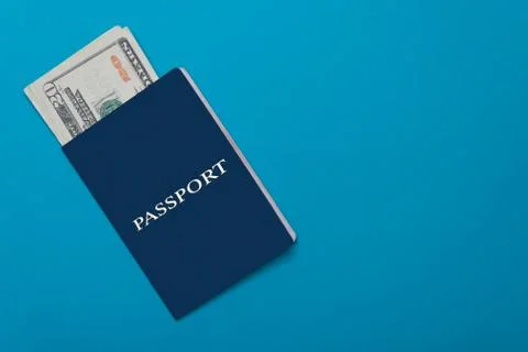 Blue passport lying on the background Foto stock