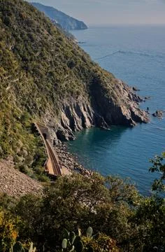 The blue path of the Cinque Terre. Stock Photos