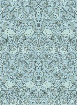 Blue pattern with birds. Stock Illustration